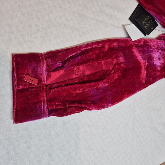 John Mark Women's Shirt Size L Red Pink Velvet Long Sleeve Button Front Tunic 44 - Picture 5 of 12